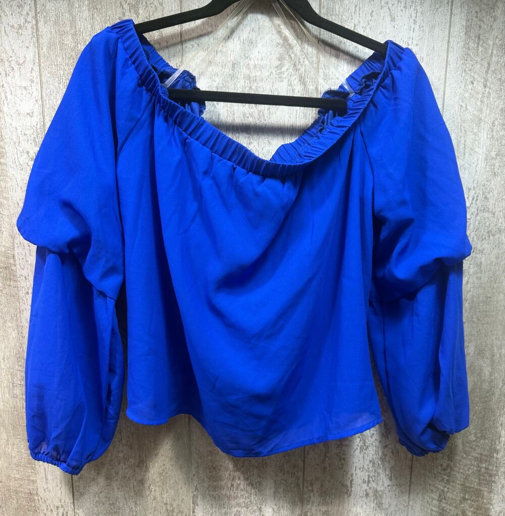 Charlotte Russe Women’s XL Royal Blue Peasant Blouse Puff Sleeve Boho Top